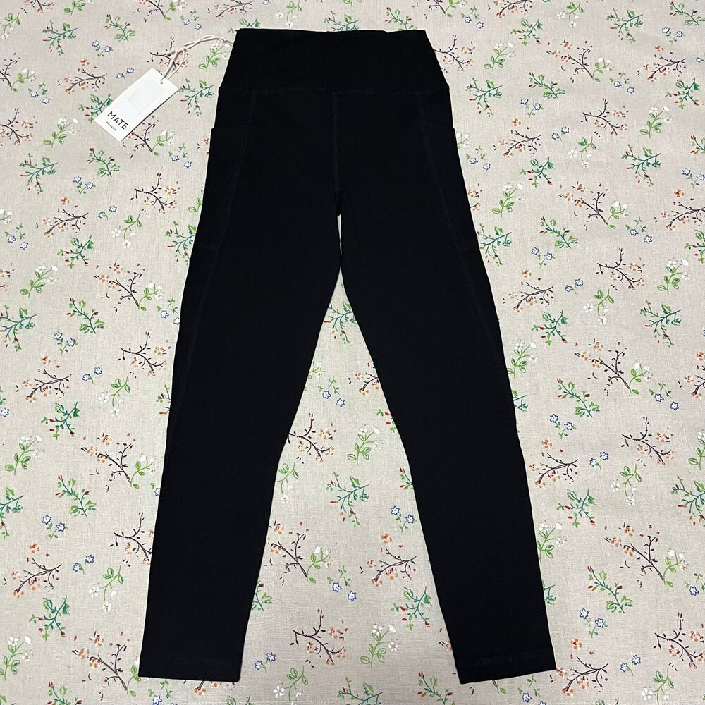 MATE the Label Organic Stretch Midi Legging Pockets Black Size XS Workout Cotton - Picture 4 of 5